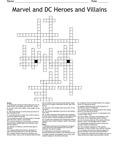 Marvel universe vip crossword clue - Today's crossword puzzle clue is a general knowledge one: Character played by Tom Hiddleston in the Marvel Cinematic Universe. We will try to find the right answer to this particular crossword clue. Here are the possible solutions for "Character played by Tom Hiddleston in the Marvel Cinematic Universe" clue.